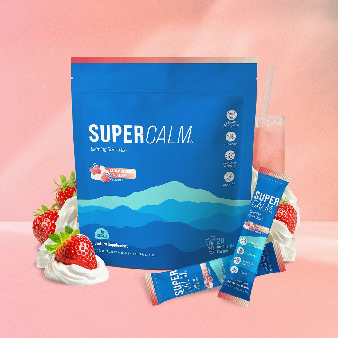 Supercalm Drink Mix – Ashwagandha, Magnesium & D3, 20 ct