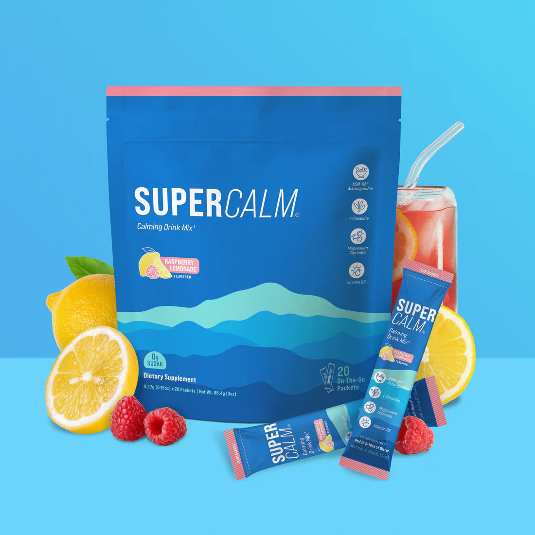 Supercalm Drink Mix – Ashwagandha, Magnesium & D3, 20 ct